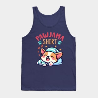 Pawjama Shirt Cute Sleeping Corgi Dog Funny Kawaii Tank Top